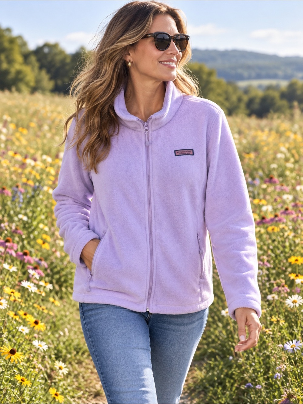 Vineyard Vines Lavender Full‑Zip Teddy Fleece Jacket
